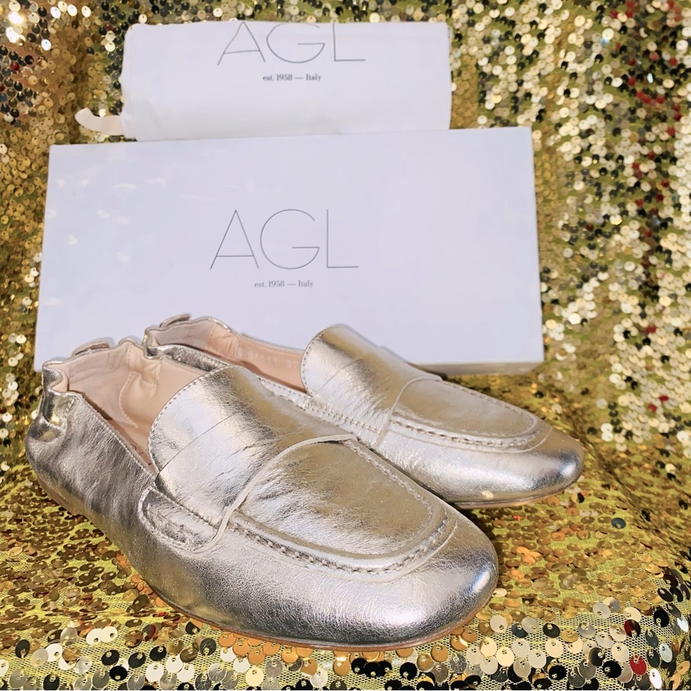 🩶MARA PURE PLATINUM LEATHER MOCCASIN🩶